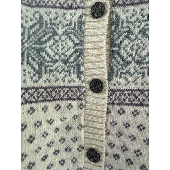 Vintage Alps Cardigan Sweater size Small Wool Blend Nordic Ivory Grandma - Picture 4 of 8